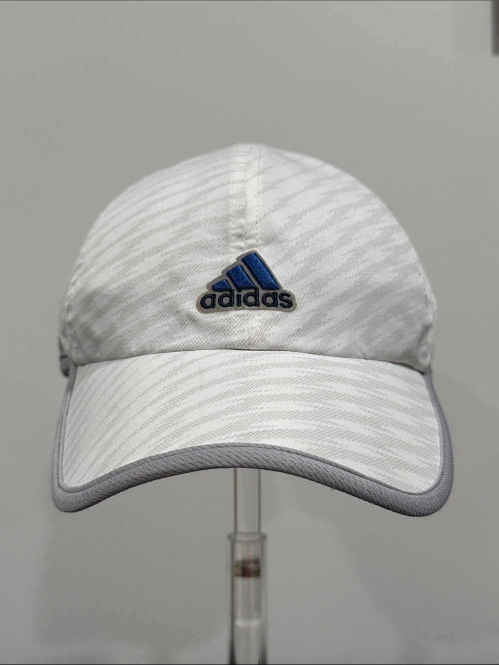 Adidas Women's Climacool Strapback Running Cap White/Grey Pattern with Grey Trim